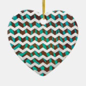Zebra Chevron Brown en Blauwgroen print Keramisch Ornament (Voorkant)