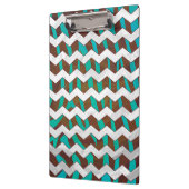 Zebra Chevron Brown en Blauwgroen print Klembord (Links)