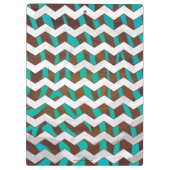Zebra Chevron Brown en Blauwgroen print Klembord (Achterkant)