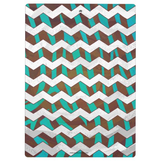 Zebra Chevron Brown en Blauwgroen print Klembord (Achterkant)