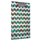 Zebra Chevron Brown en Blauwgroen print Klembord (Rechts)