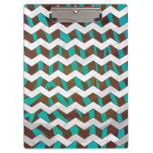Zebra Chevron Brown en Blauwgroen print Klembord (Voorkant)