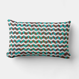Zebra Chevron Brown en Blauwgroen print Kussen