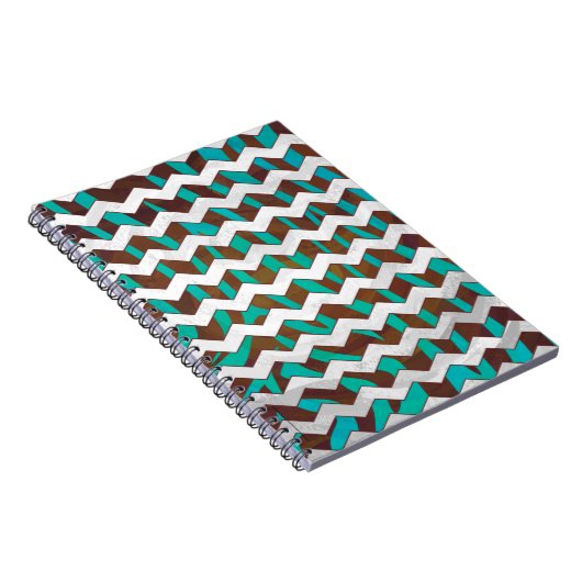 Zebra Chevron Brown en Blauwgroen print Notitieboek (Rechterzijde)