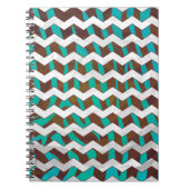 Zebra Chevron Brown en Blauwgroen print Notitieboek (Voorkant)