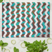 Zebra Chevron Brown en Blauwgroen print Theedoek (Gevouwen)
