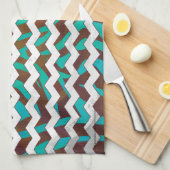 Zebra Chevron Brown en Blauwgroen print Theedoek (Quarter Fold)