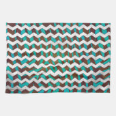 Zebra Chevron Brown en Blauwgroen print Theedoek (Horizontaal)