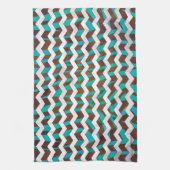 Zebra Chevron Brown en Blauwgroen print Theedoek (Verticaal)