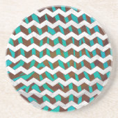 Zebra Chevron Brown en Blauwgroen print Zandsteen Onderzetter (Voorkant)