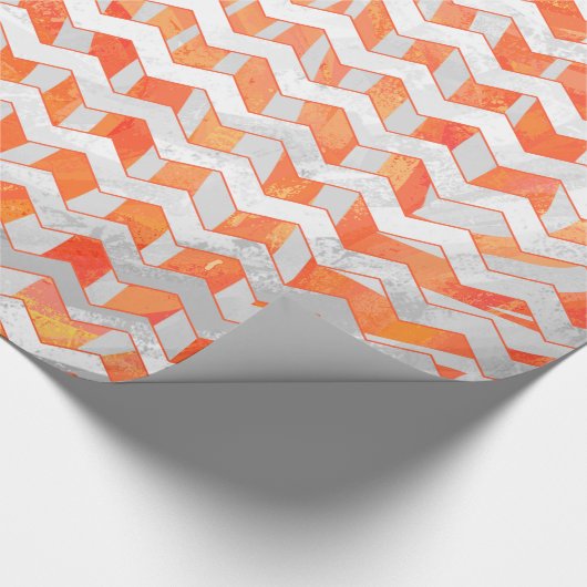 Zebra Chevron Oranje en wit Cadeaupapier (Hoek)