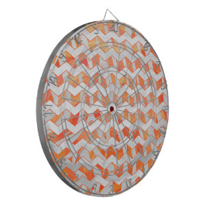 Zebra Chevron Oranje en wit Dartbord