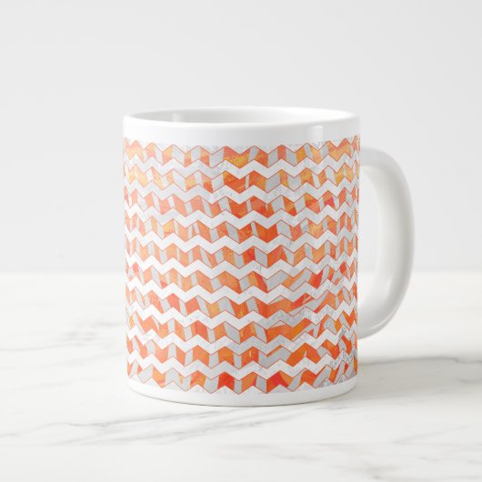 Zebra Chevron Oranje en wit Grote Koffiekop (Voorkant rechts)