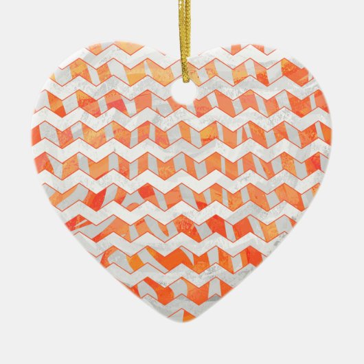 Zebra Chevron Oranje en wit Keramisch Ornament (Voorkant)