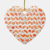 Zebra Chevron Oranje en wit Keramisch Ornament (Achterkant)