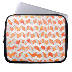 Zebra Chevron Oranje en wit Laptop Sleeve