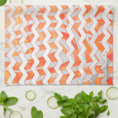 Zebra Chevron Oranje en wit Theedoek (Gevouwen)