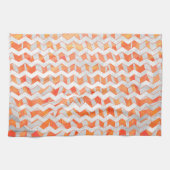 Zebra Chevron Oranje en wit Theedoek (Horizontaal)