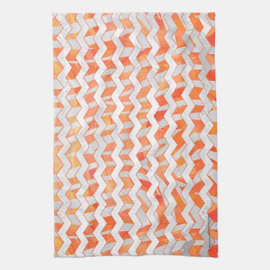 Zebra Chevron Oranje en wit Theedoek (Verticaal)