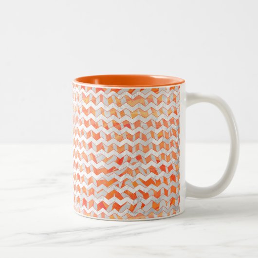 Zebra Chevron Oranje en wit Tweekleurige Koffiemok (Rechts)