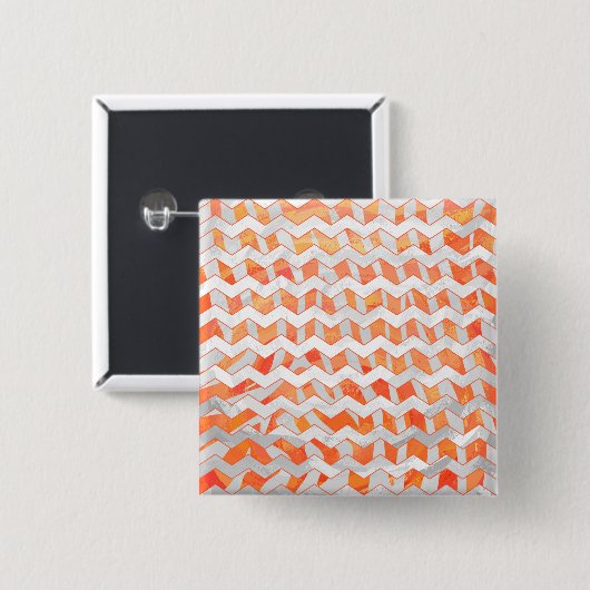 Zebra Chevron Oranje en wit Vierkante Button 5,1 Cm (Voorkant /achterkant)