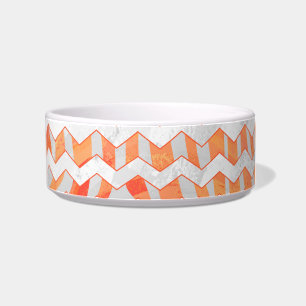 Zebra Chevron Oranje en wit Voerbakje