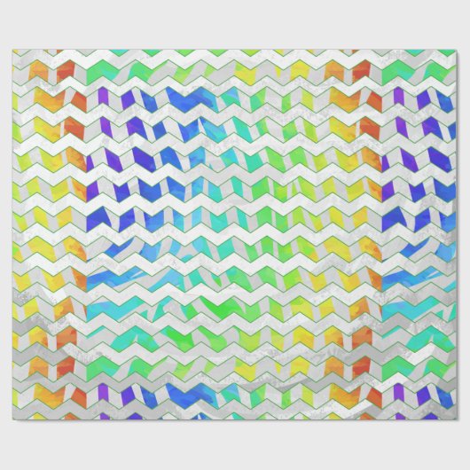 Zebra Chevron Rainbow en White Print Cadeaupapier (Vlak)