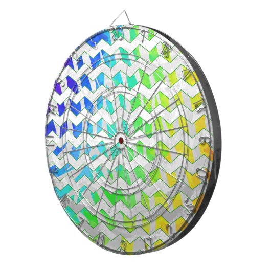 Zebra Chevron Rainbow en White Print Dartbord (Voorkant Rechts)