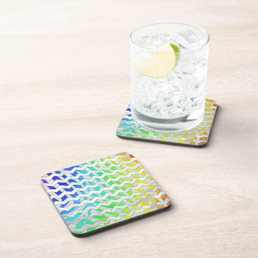 Zebra Chevron Rainbow en White Print Drankjes Onderzetter (Rechterzijde)