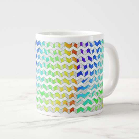 Zebra Chevron Rainbow en White Print Grote Koffiekop (Voorkant rechts)