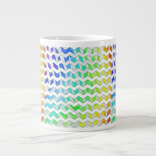 Zebra Chevron Rainbow en White Print Grote Koffiekop (Voorkant)