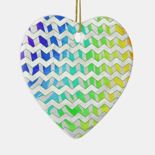 Zebra Chevron Rainbow en White Print Keramisch Ornament (Rechts)