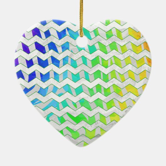 Zebra Chevron Rainbow en White Print Keramisch Ornament (Achterkant)