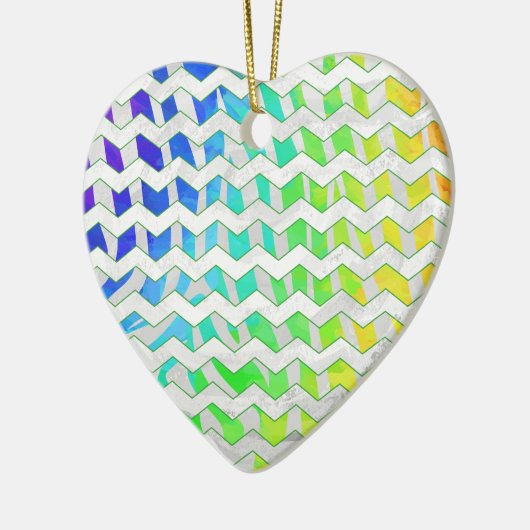 Zebra Chevron Rainbow en White Print Keramisch Ornament (Links)