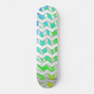 Zebra Chevron Rainbow en White Print Skateboard