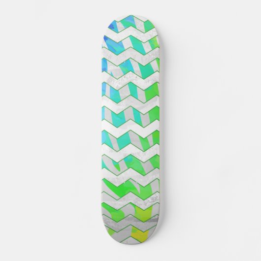 Zebra Chevron Rainbow en White Print Skateboard (Voorkant)