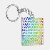 Zebra Chevron Rainbow en White Print Sleutelhanger (Voorkant Links)