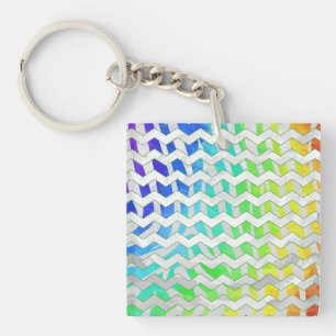 Zebra Chevron Rainbow en White Print Sleutelhanger
