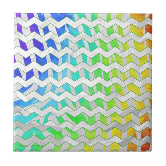 Zebra Chevron Rainbow en White Print Tegeltje (Voorkant)