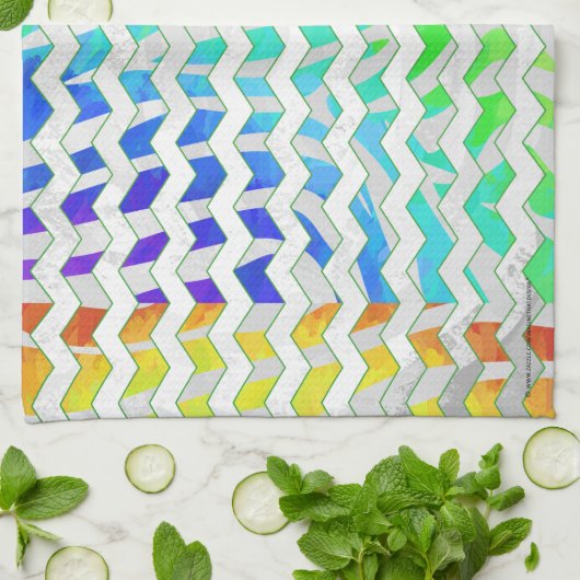 Zebra Chevron Rainbow en White Print Theedoek (Gevouwen)