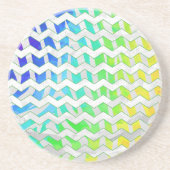 Zebra Chevron Rainbow en White Print Zandsteen Onderzetter (Voorkant)