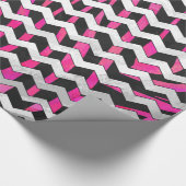 Zebra Chevron Zwart en Felroze Cadeaupapier (Hoek)