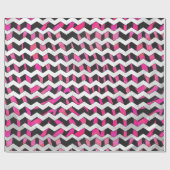 Zebra Chevron Zwart en Felroze Cadeaupapier (Vlak)