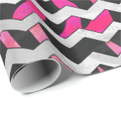 Zebra Chevron Zwart en Felroze Cadeaupapier (Rol Hoek)