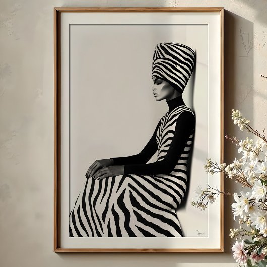 Zebra Chic: grafische monochrome Mode Poster