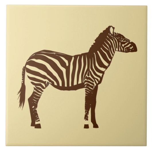 Zebra - Chocolade Brown en Camel Tan Tegeltje (Voorkant)