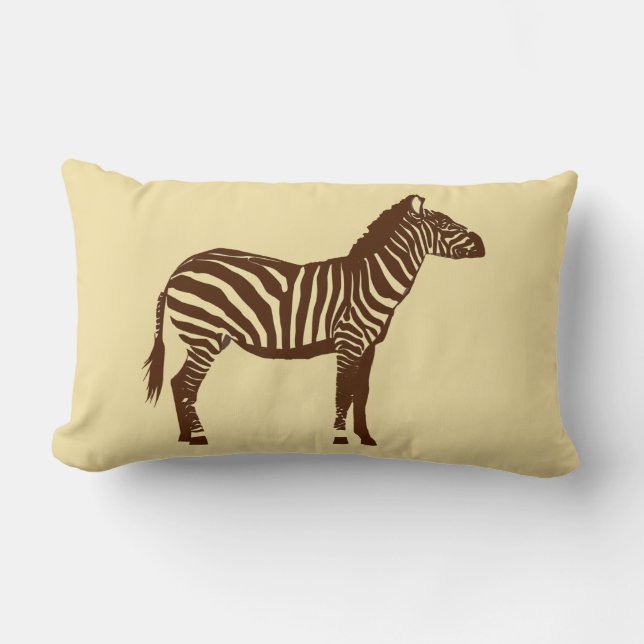 Zebra - Chocoladebruin en kameelbruin Kussen (Voorkant)