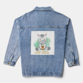 zebra citaat cartoon drinkend bobba-thee denim jacket