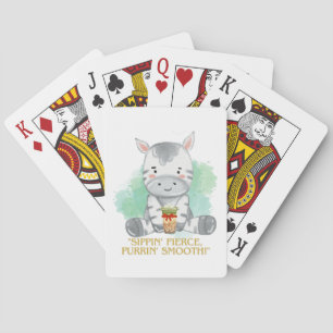 zebra citaat cartoon drinkend bobba-thee pokerkaarten