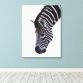 Zebra Close-Up | Black & White Wildlife Wall Art Canvas Afdruk (Insitu (Houten vloer))